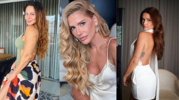 Três fotos. Viviane Araújo, Deborah Secco e Juliette.