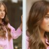 Montagem de duas fotos. Rafaella Justus nas fotos mostrando os resultados da rinoplastia. Mulher branca, jovem, cabelo liso e loira.