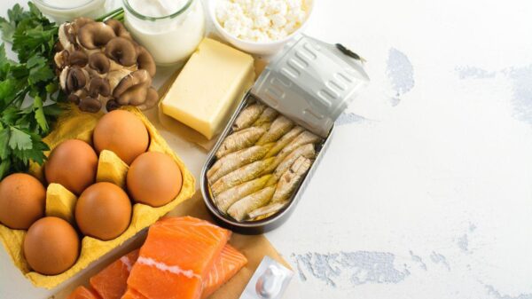 Imagem de uma seleção de alimentos: sardinha, espinafre, ricota, atum